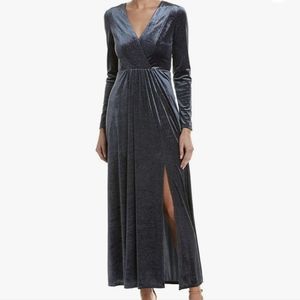 NWT Avec Les Filles Midnight Metallic Glittering Slit Leg Dress Sz 10